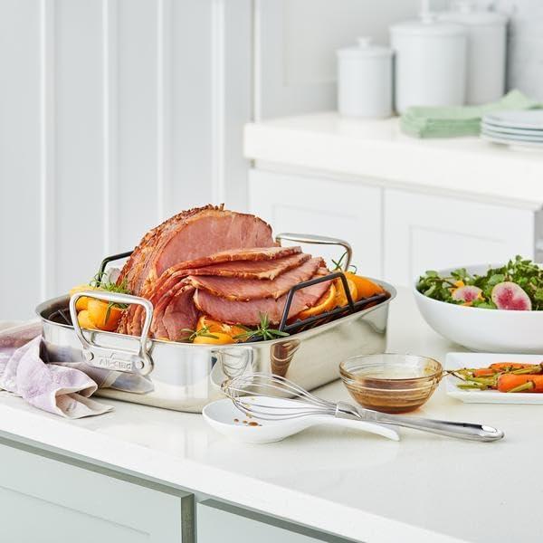 imageAllClad Stainless Steel Roasting Pan with Nonstick Rack Silver