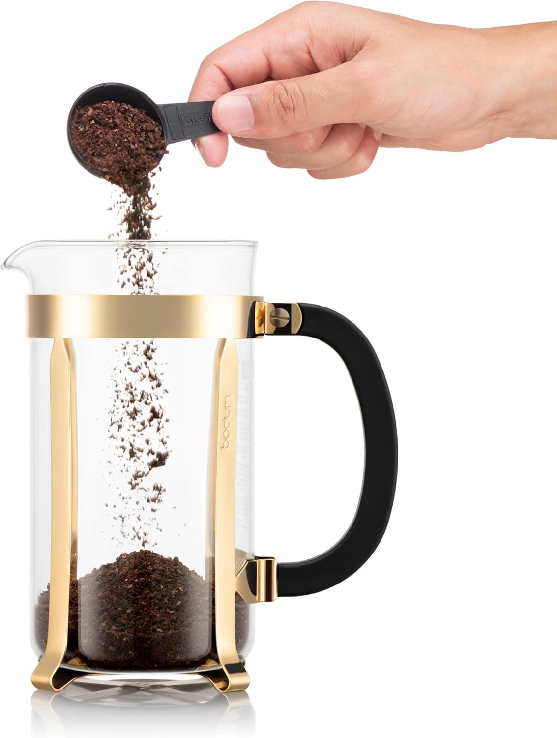 imageBodum 34oz Chambord French Press Coffee Maker HighHeat Borosilicate Glass Stainless Steel Copper Made in PortugalGold