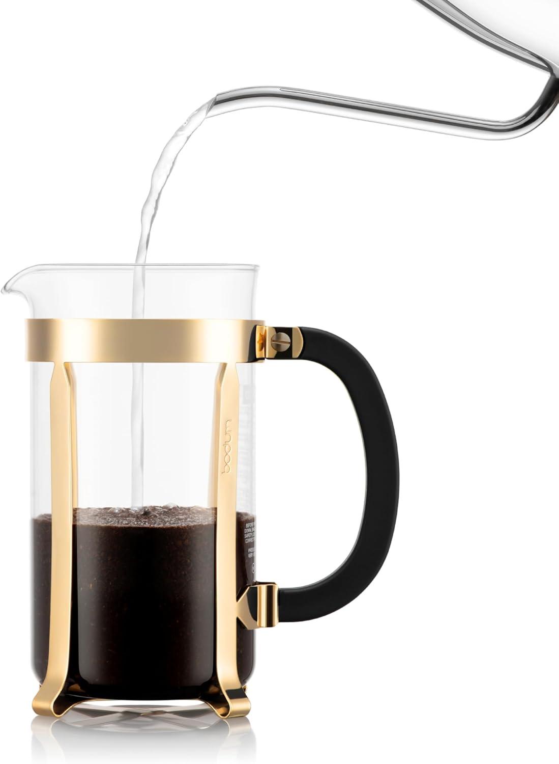 imageBodum 34oz Chambord French Press Coffee Maker HighHeat Borosilicate Glass Stainless Steel Copper Made in PortugalGold