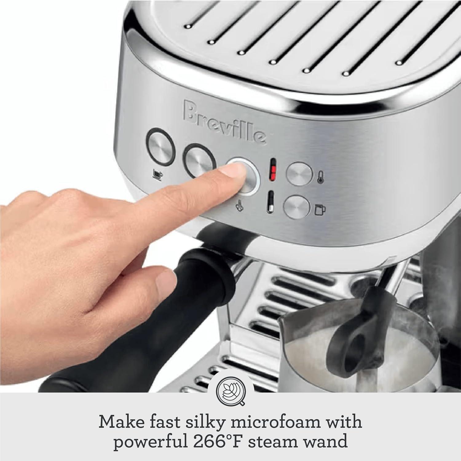 imageBreville Bambino Plus Espresso Machine BES500BSS Brushed Stainless SteelDamson Blue