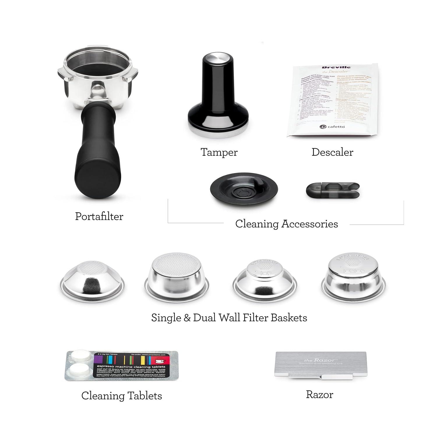 imageBreville Bambino Plus Espresso Machine BES500BSS Brushed Stainless SteelDamson Blue