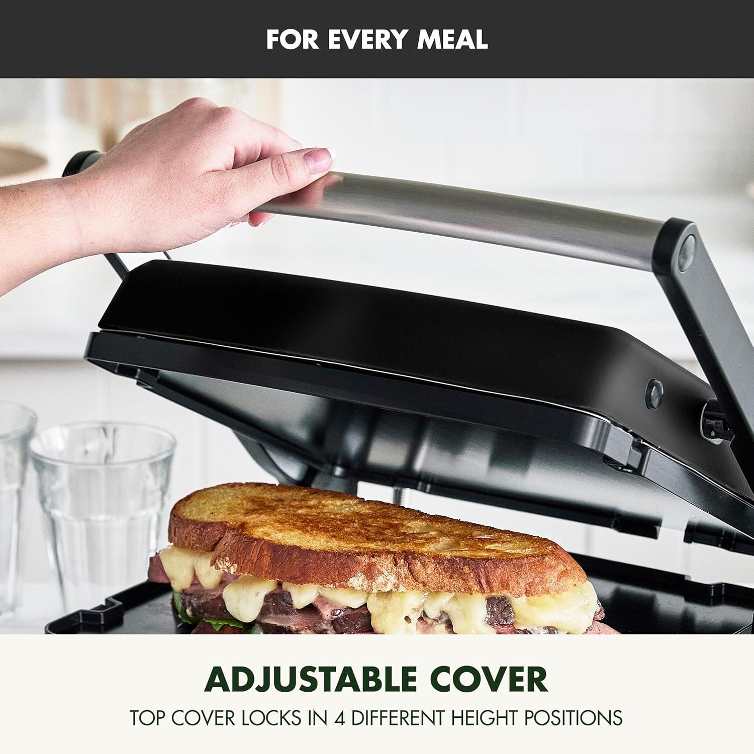 imageGreenPan Elite 7in1 MultiFunction Contact Grill amp Griddle Healthy Ceramic Nonstick Grill amp Waffle Plates Adjustable Shade amp Shear Closed PressOpen Flat Surface PFASFree Cream WhiteBlack