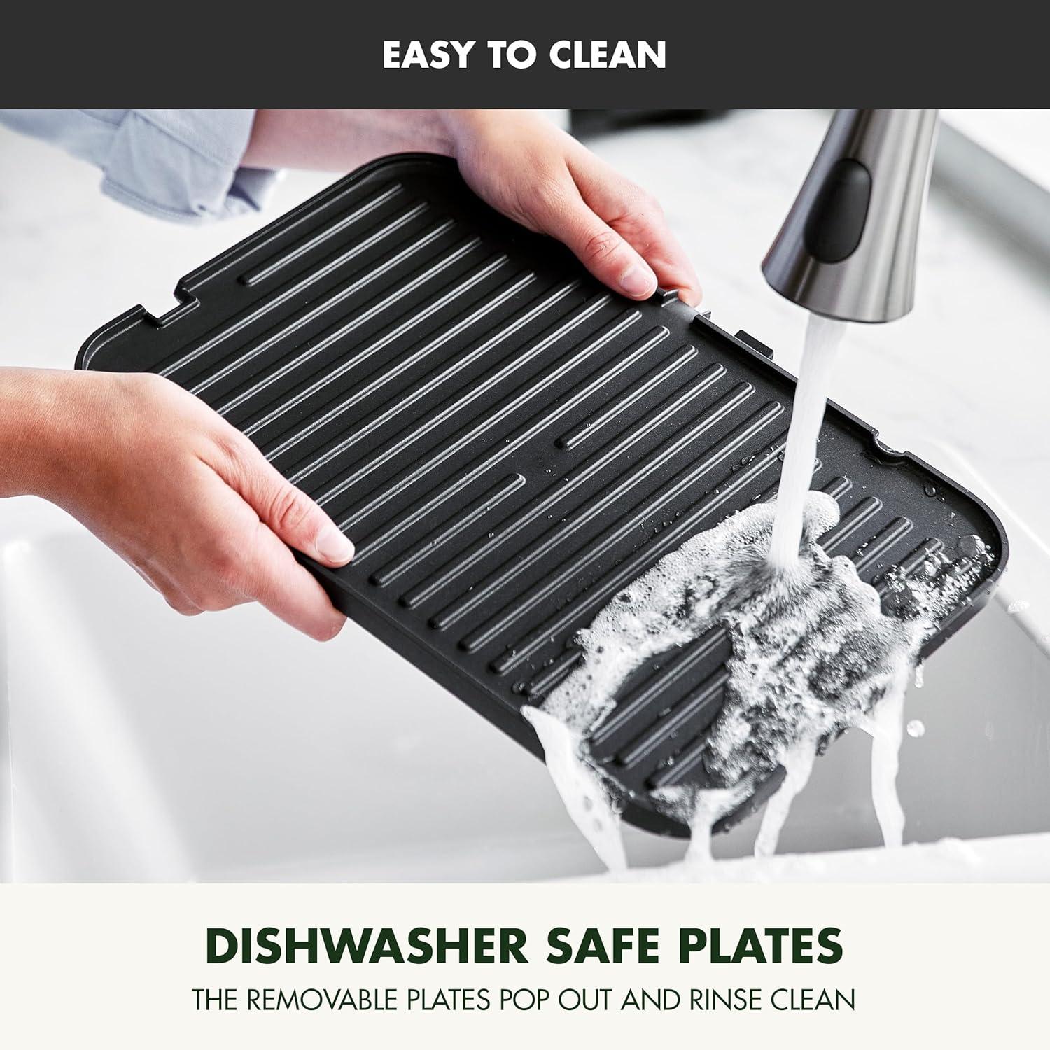 imageGreenPan Elite 7in1 MultiFunction Contact Grill amp Griddle Healthy Ceramic Nonstick Grill amp Waffle Plates Adjustable Shade amp Shear Closed PressOpen Flat Surface PFASFree Cream WhiteGold