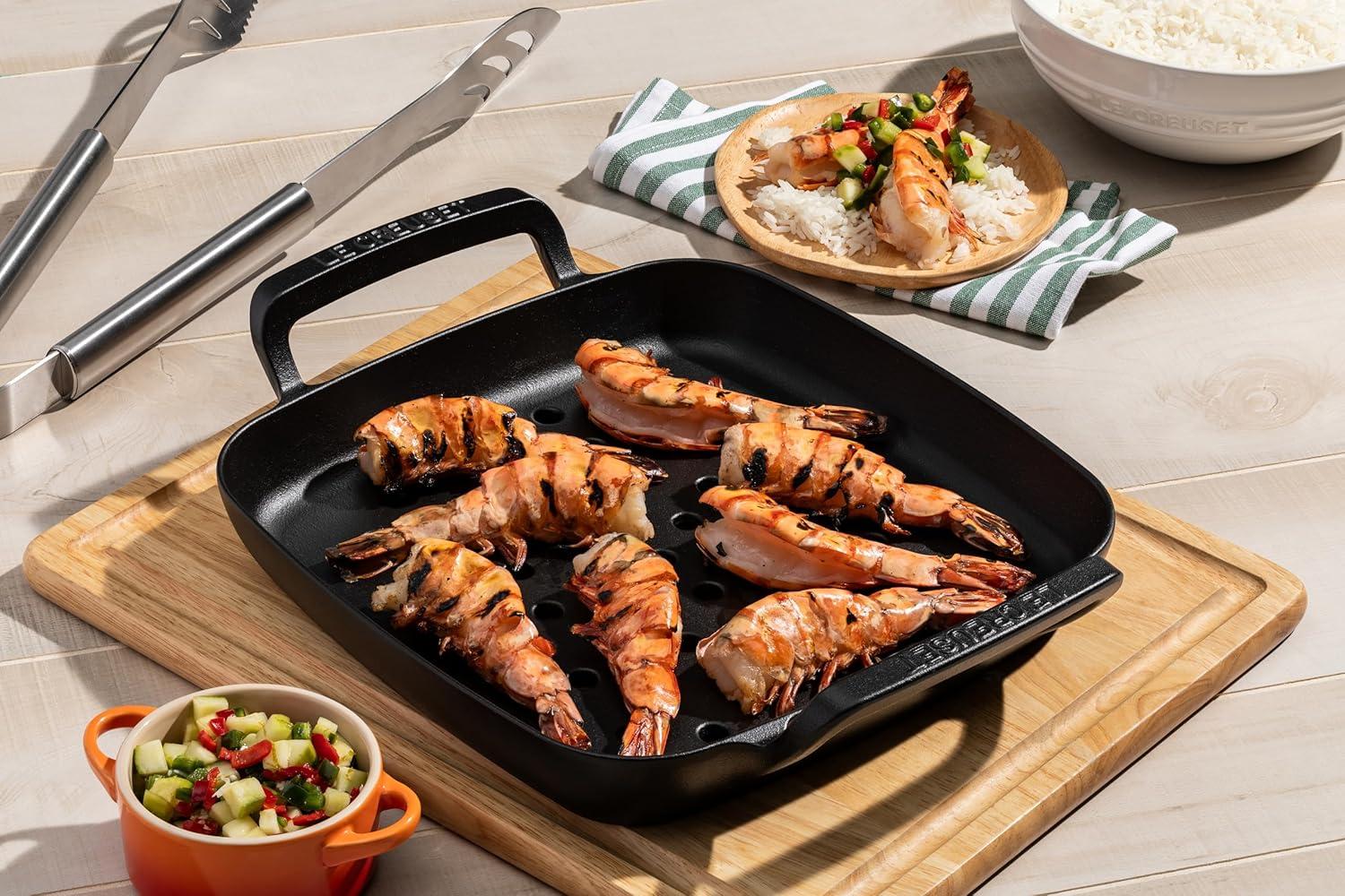 imageLe Creuset Alpine Outdoor Collection Enameled Cast Iron Square Grill Basket 12Grill Basket
