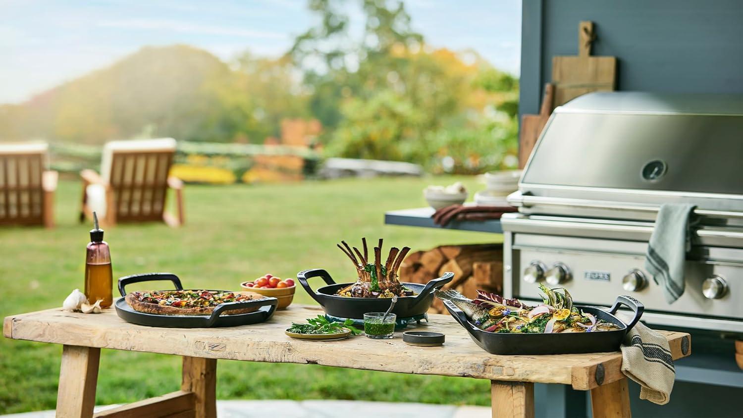 imageLe Creuset Alpine Outdoor Collection Enameled Cast Iron Square Grill Basket 12Grill Basket