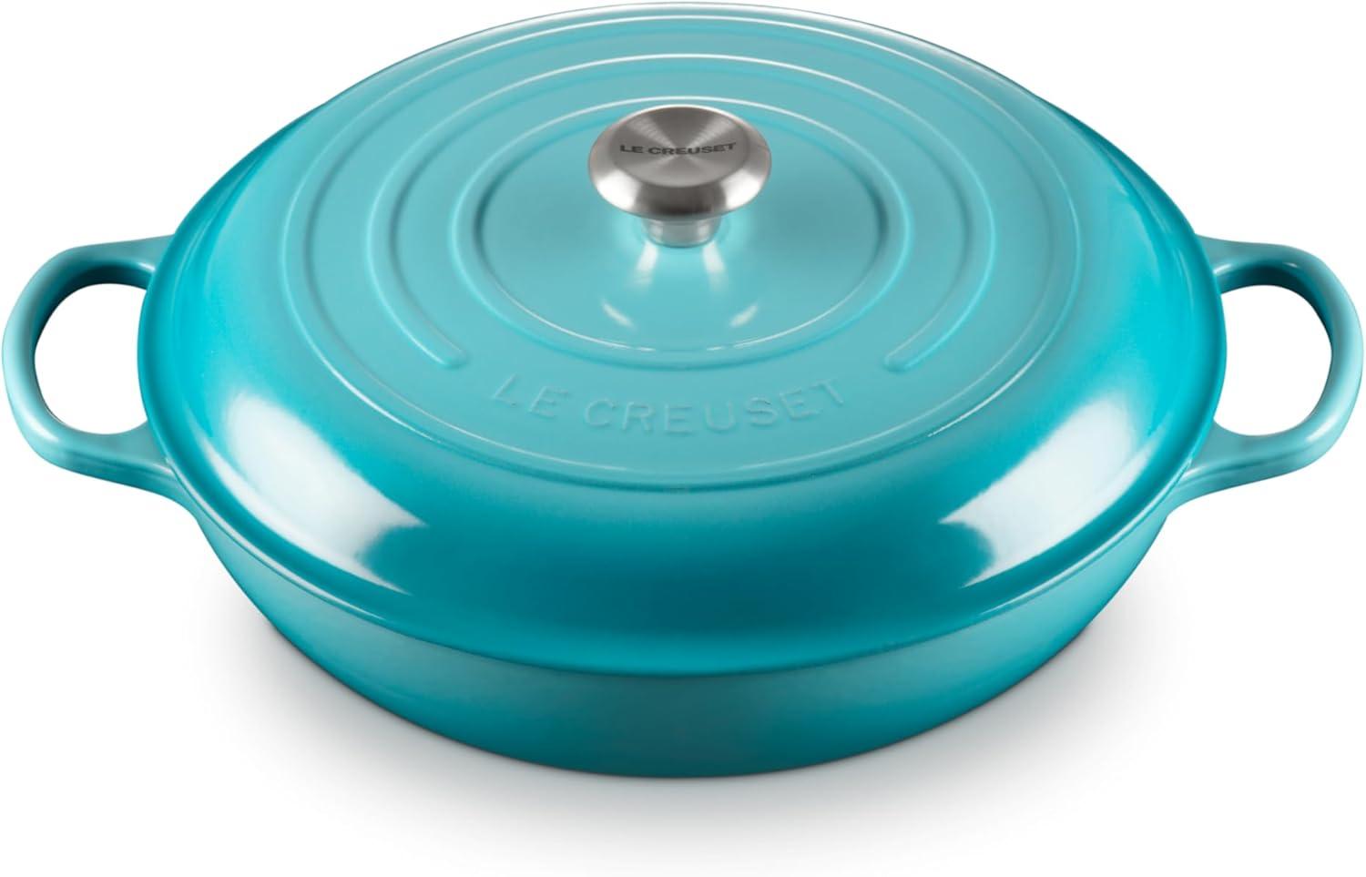 imageLe Creuset Enameled Cast Iron Signature Braiser 35 qt CeriseCaribbean