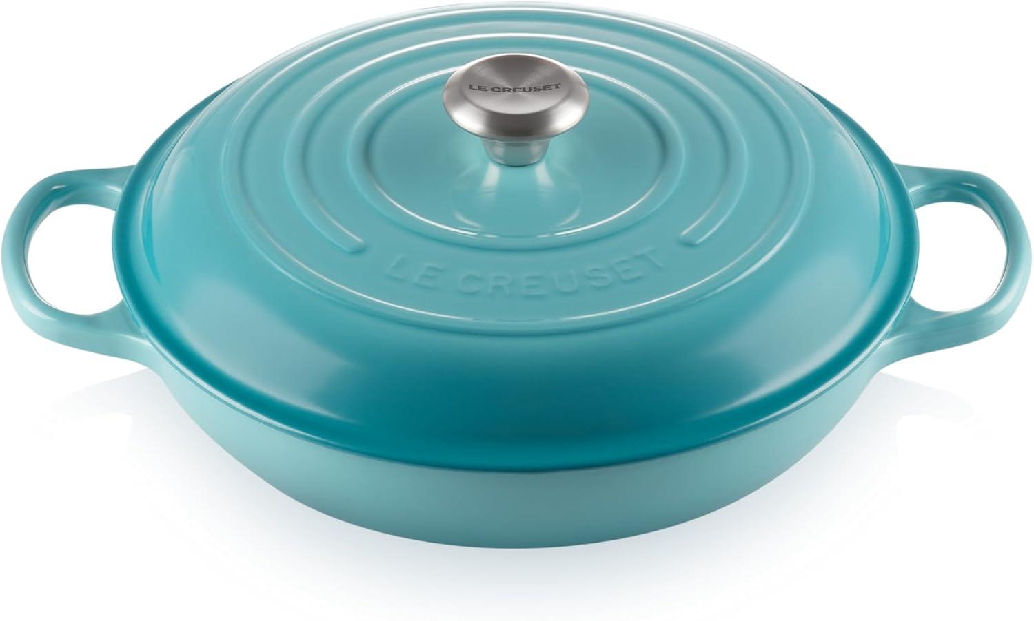 imageLe Creuset Enameled Cast Iron Signature Braiser 35 qt CeriseCaribbean