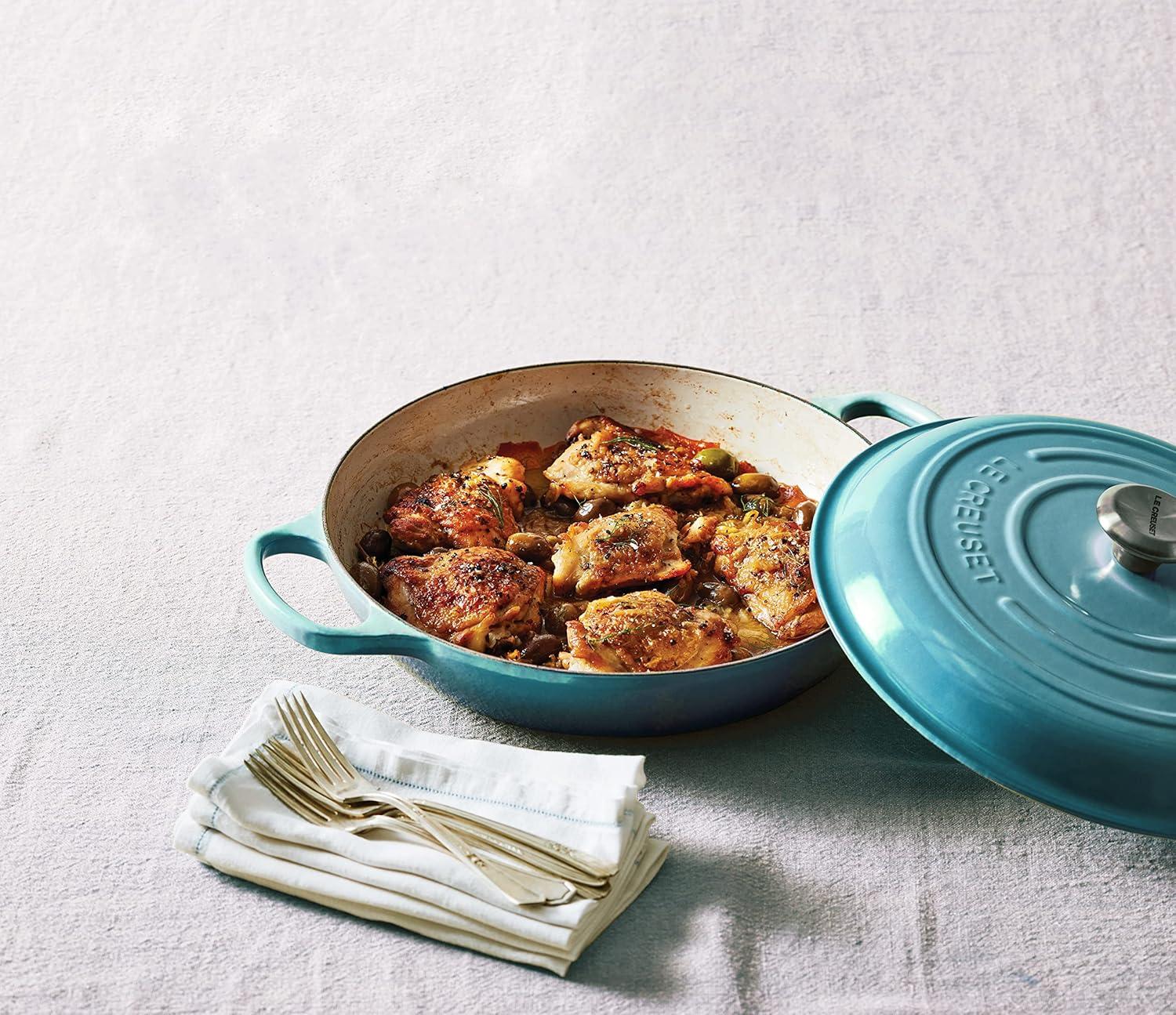 imageLe Creuset Enameled Cast Iron Signature Braiser 35 qt CeriseCaribbean