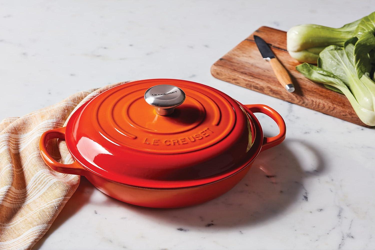 imageLe Creuset Enameled Cast Iron Signature Braiser 35 qt CeriseFlame
