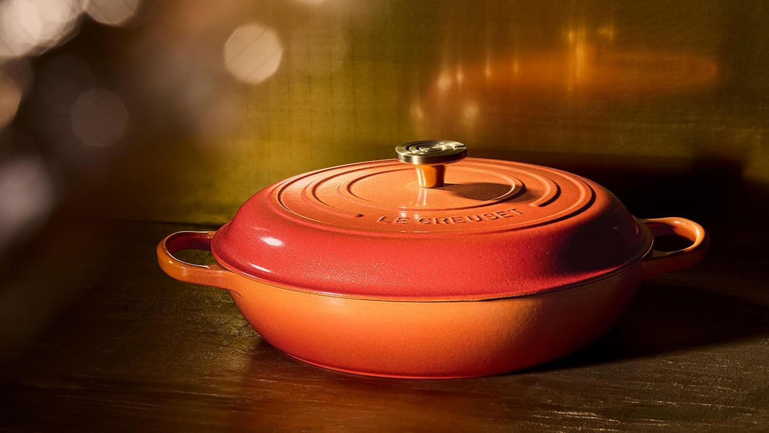 imageLe Creuset Enameled Cast Iron Signature Braiser 35 qt CeriseFlamme Doree