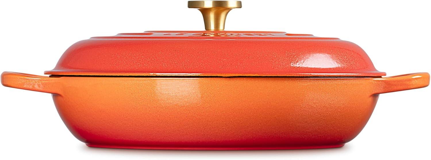 imageLe Creuset Enameled Cast Iron Signature Braiser 35 qt CeriseFlamme Doree