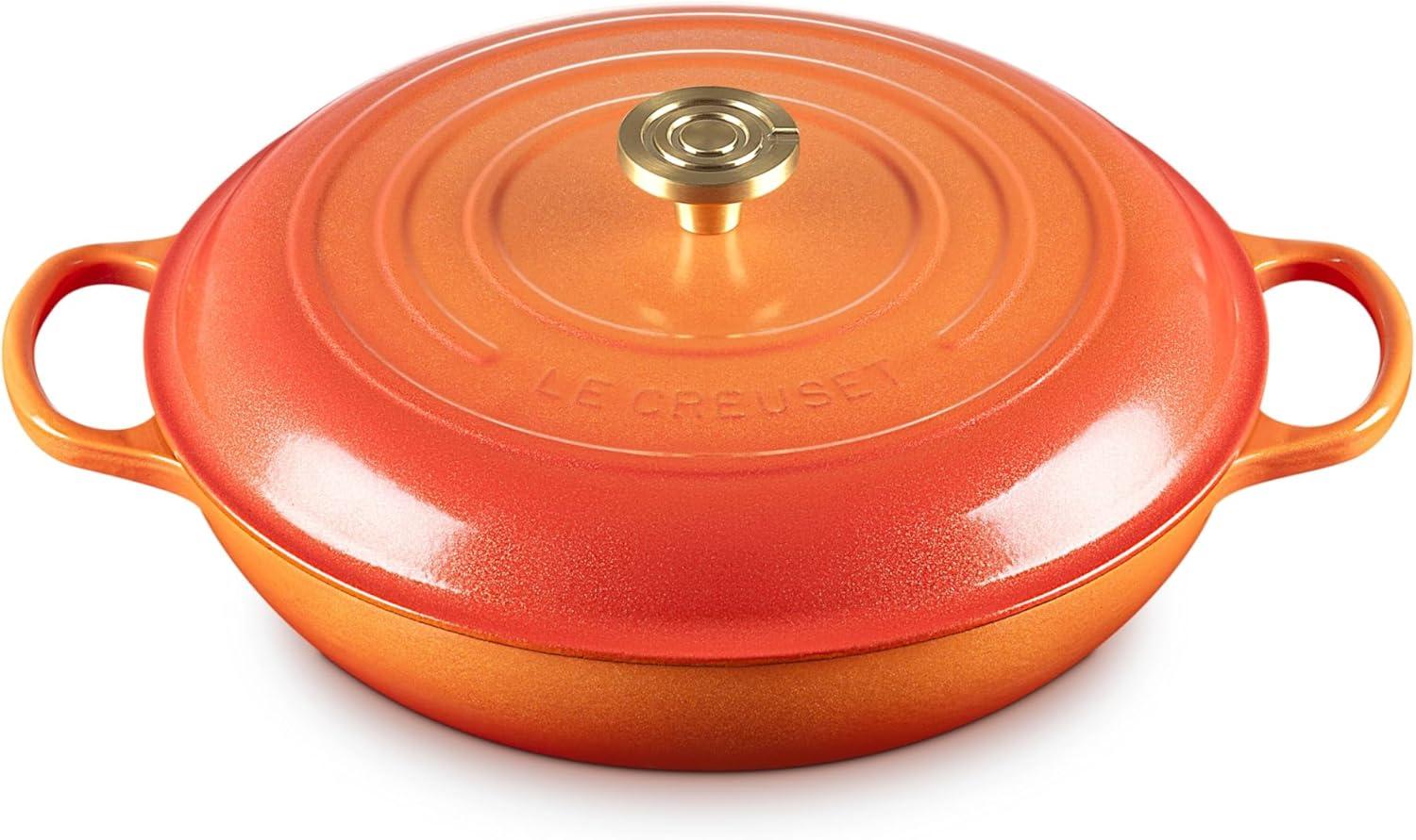 imageLe Creuset Enameled Cast Iron Signature Braiser 35 qt CeriseFlamme Doree