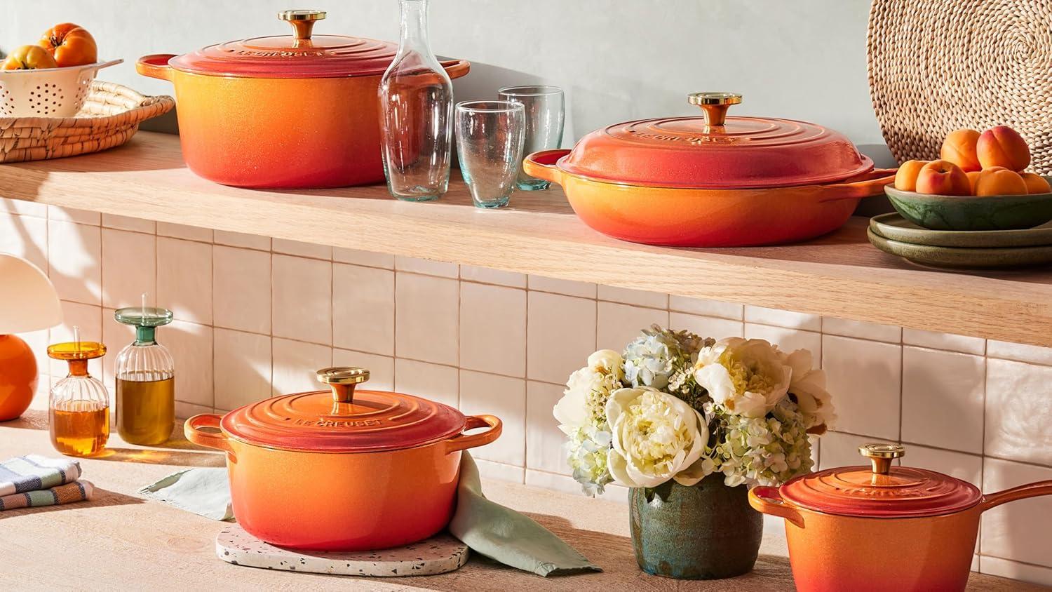 imageLe Creuset Enameled Cast Iron Signature Braiser 35 qt CeriseFlamme Doree