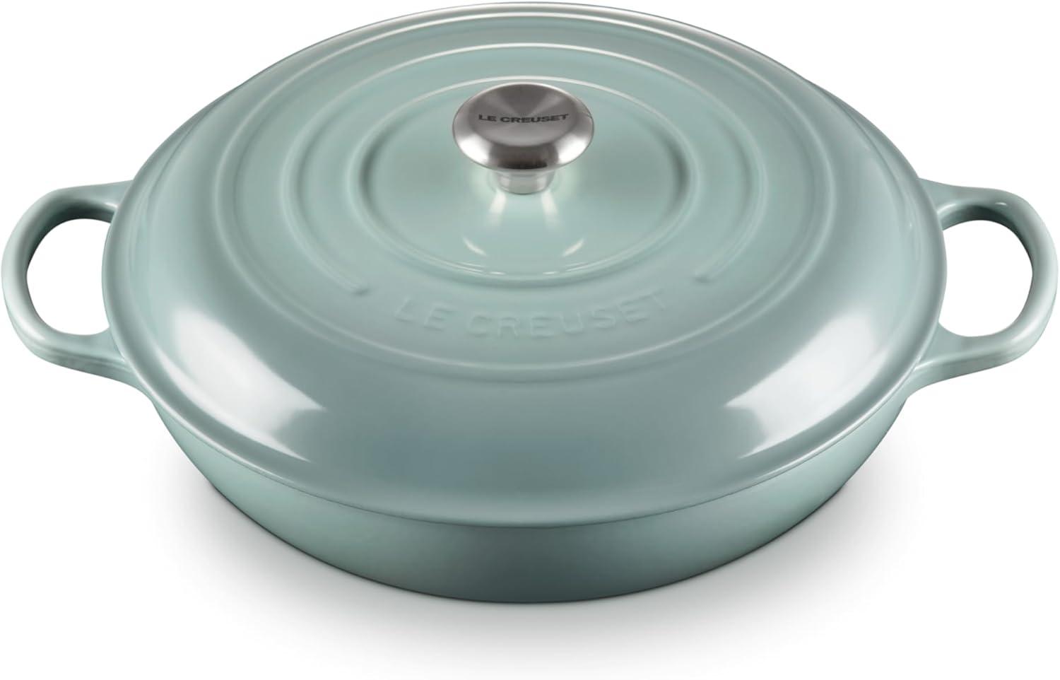 imageLe Creuset Enameled Cast Iron Signature Braiser 35 qt CeriseSea Salt