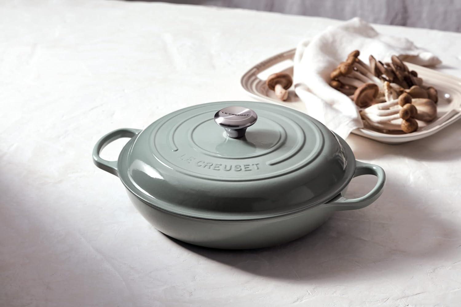 imageLe Creuset Enameled Cast Iron Signature Braiser 35 qt CeriseSea Salt