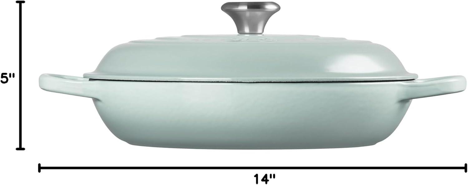 imageLe Creuset Enameled Cast Iron Signature Braiser 35 qt CeriseSea Salt