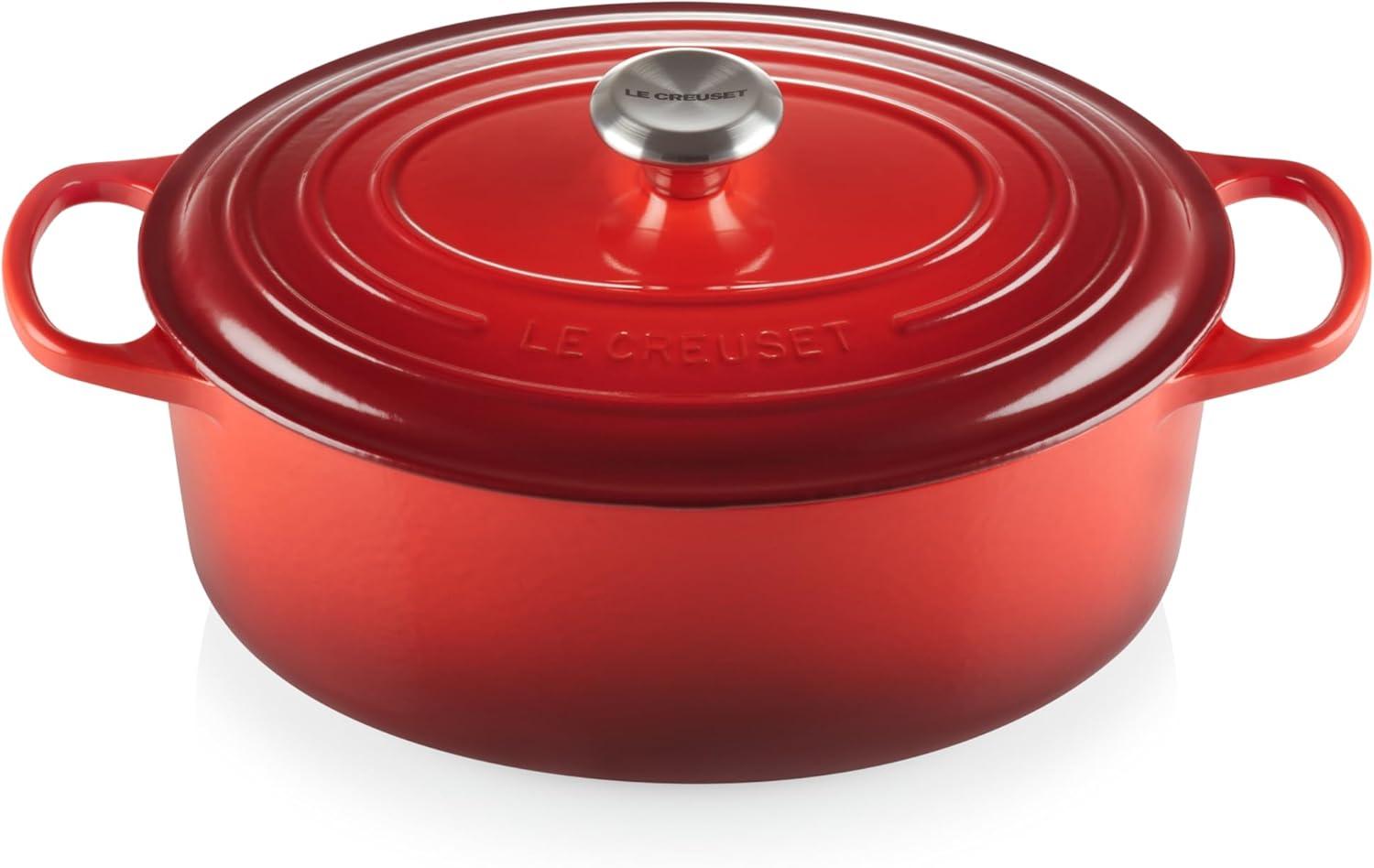 imageLe Creuset Enameled Cast Iron Signature Oval Dutch Oven 95 qt CeriseCerise