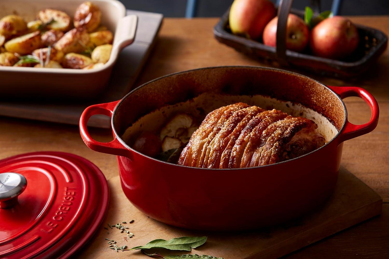 imageLe Creuset Enameled Cast Iron Signature Oval Dutch Oven 95 qt CeriseCerise