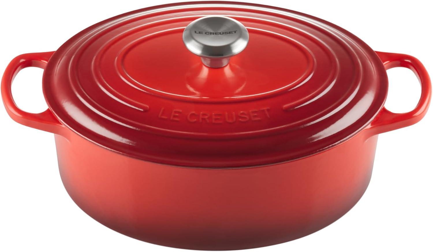 imageLe Creuset Enameled Cast Iron Signature Oval Dutch Oven 95 qt CeriseCerise
