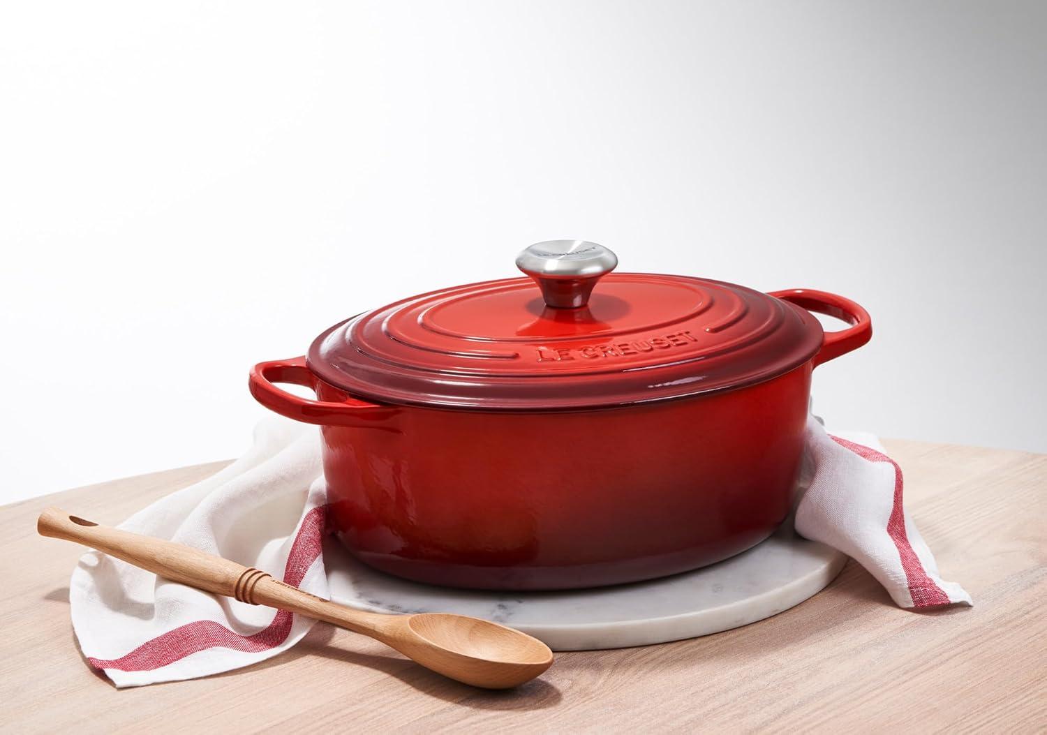 imageLe Creuset Enameled Cast Iron Signature Oval Dutch Oven 95 qt CeriseCerise
