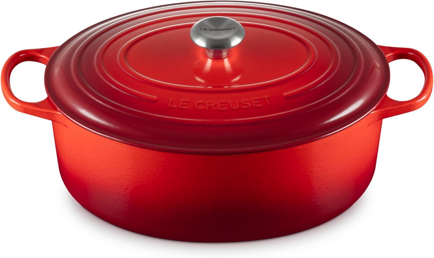 imageLe Creuset Enameled Cast Iron Signature Oval Dutch Oven 95 qt CeriseCerise