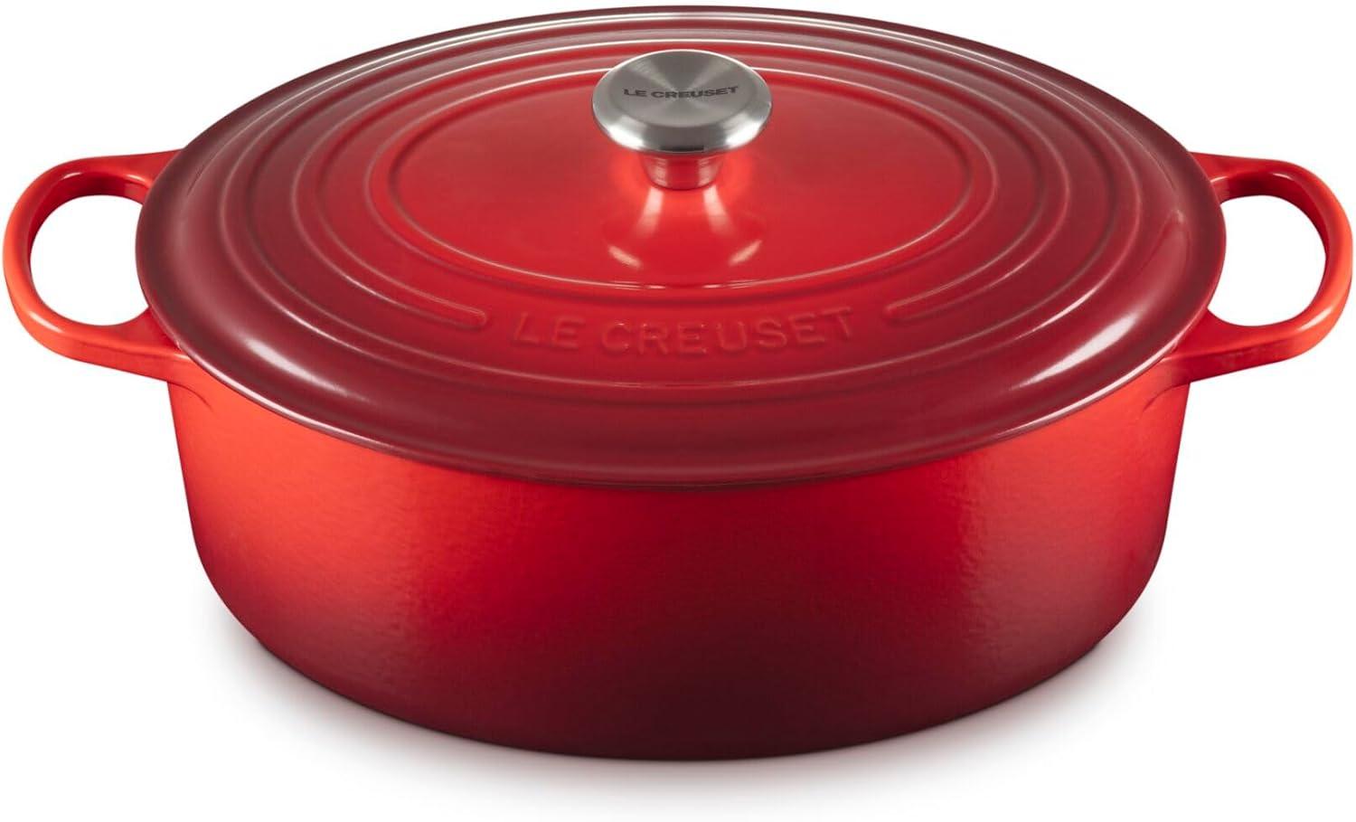 imageLe Creuset Enameled Cast Iron Signature Oval Dutch Oven 95 qt CeriseCerise