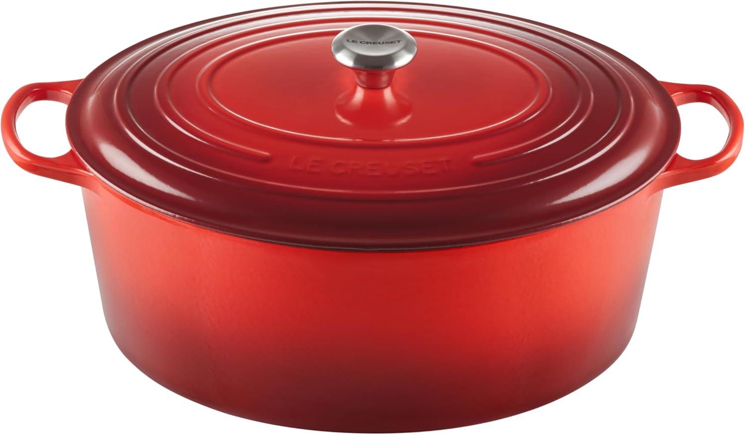 imageLe Creuset Enameled Cast Iron Signature Oval Dutch Oven 95 qt CeriseCerise