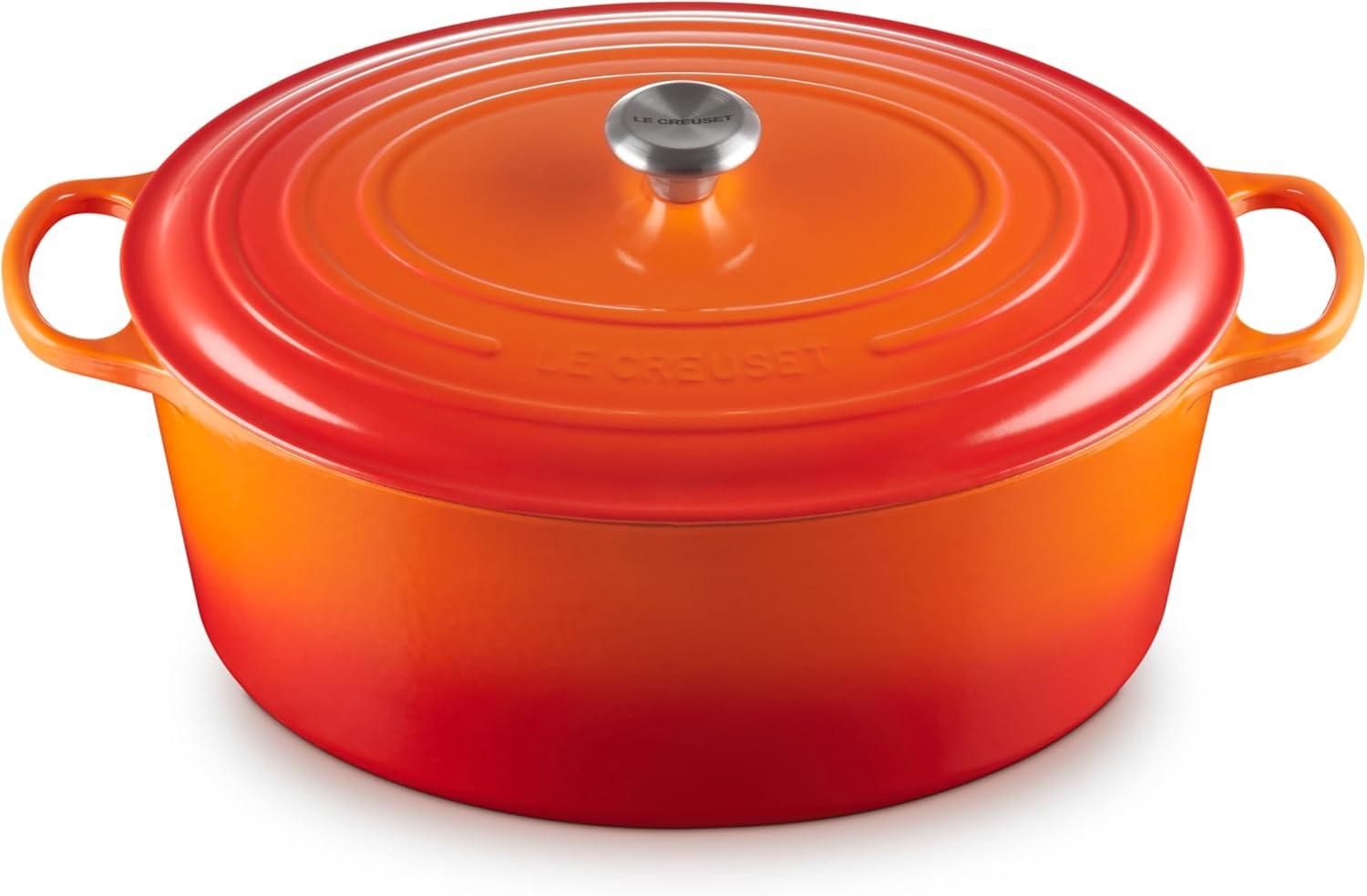 imageLe Creuset Enameled Cast Iron Signature Oval Dutch Oven 95 qt CeriseFlame