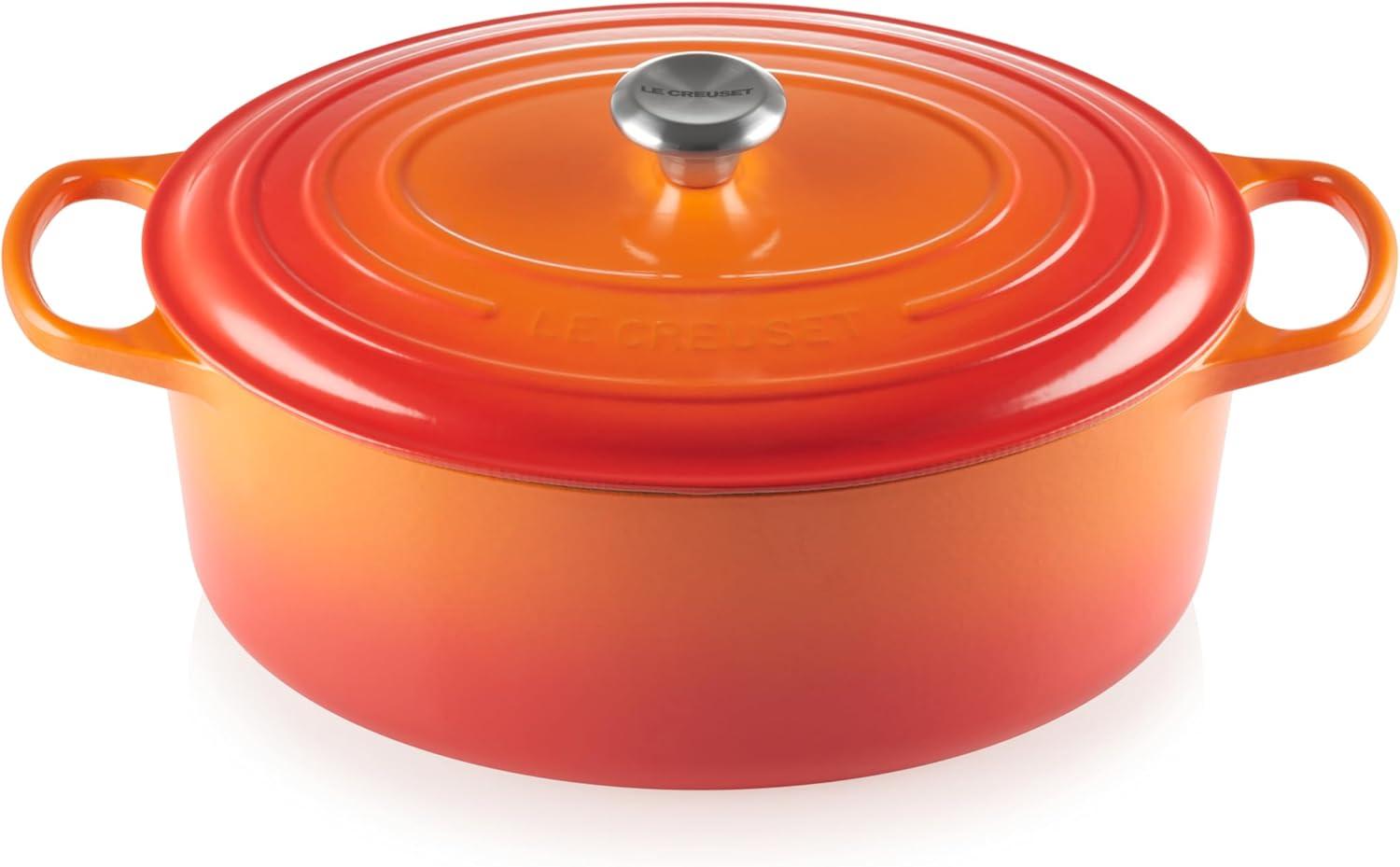 imageLe Creuset Enameled Cast Iron Signature Oval Dutch Oven 95 qt CeriseFlame