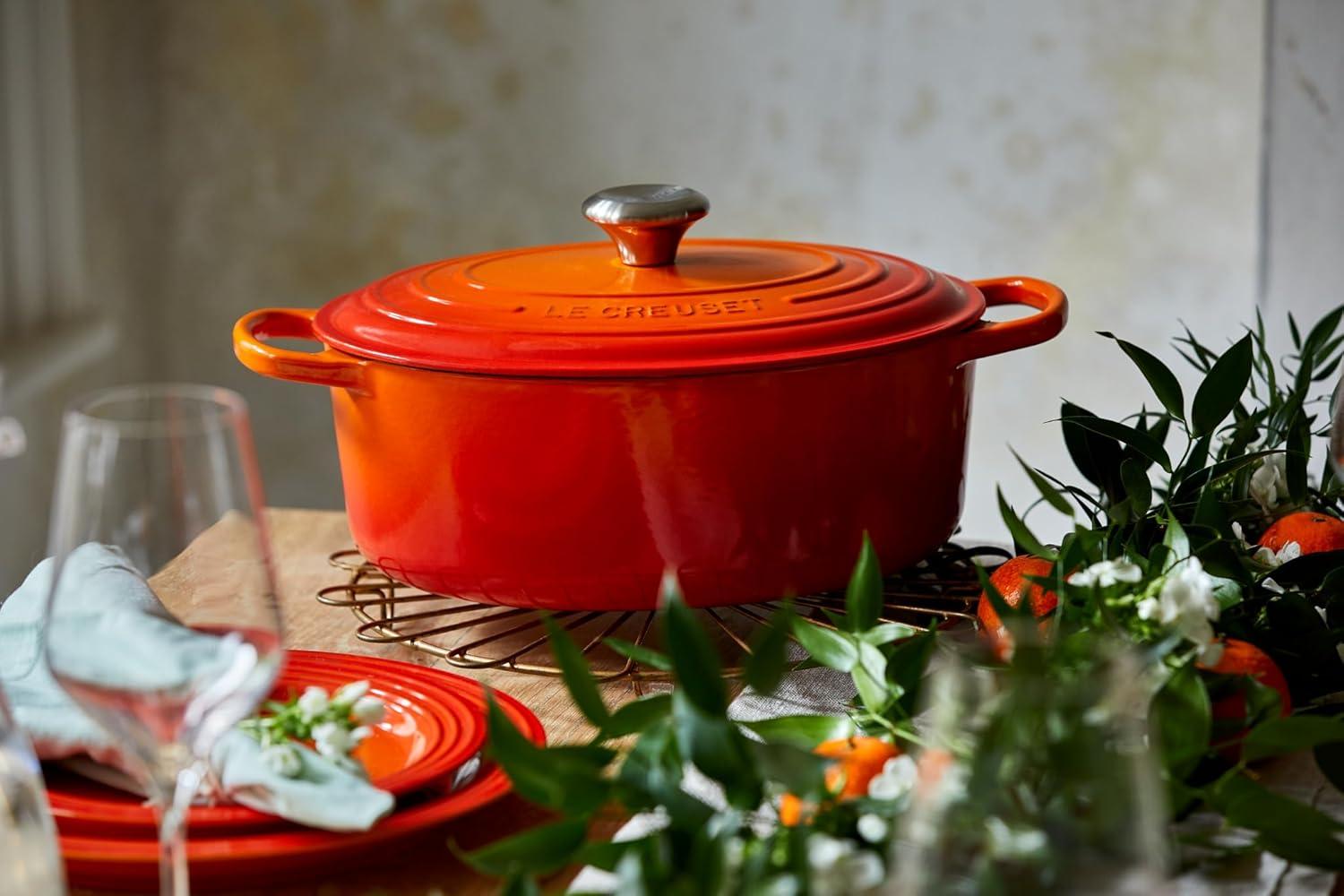 imageLe Creuset Enameled Cast Iron Signature Oval Dutch Oven 95 qt CeriseFlame