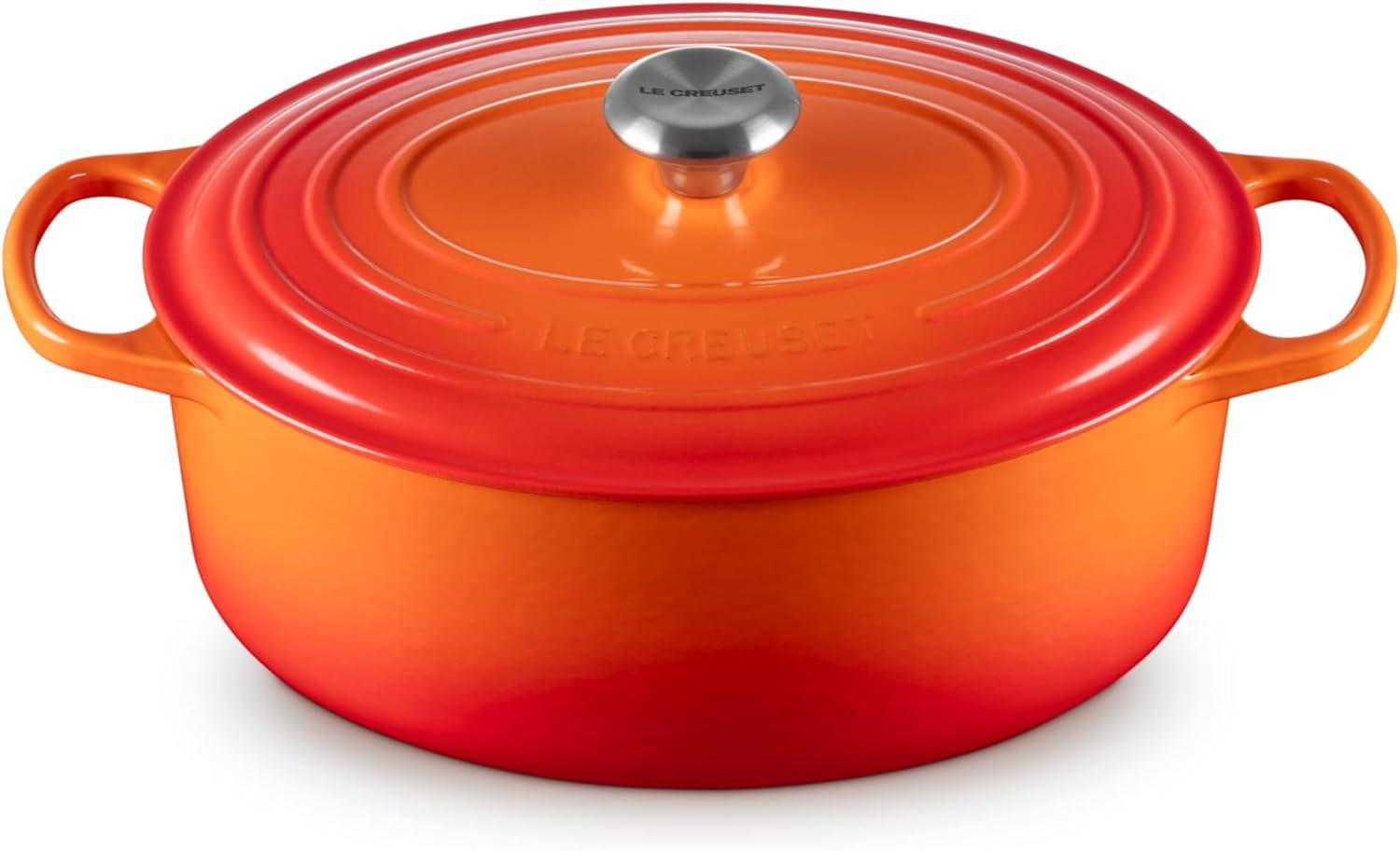 imageLe Creuset Enameled Cast Iron Signature Oval Dutch Oven 95 qt CeriseFlame