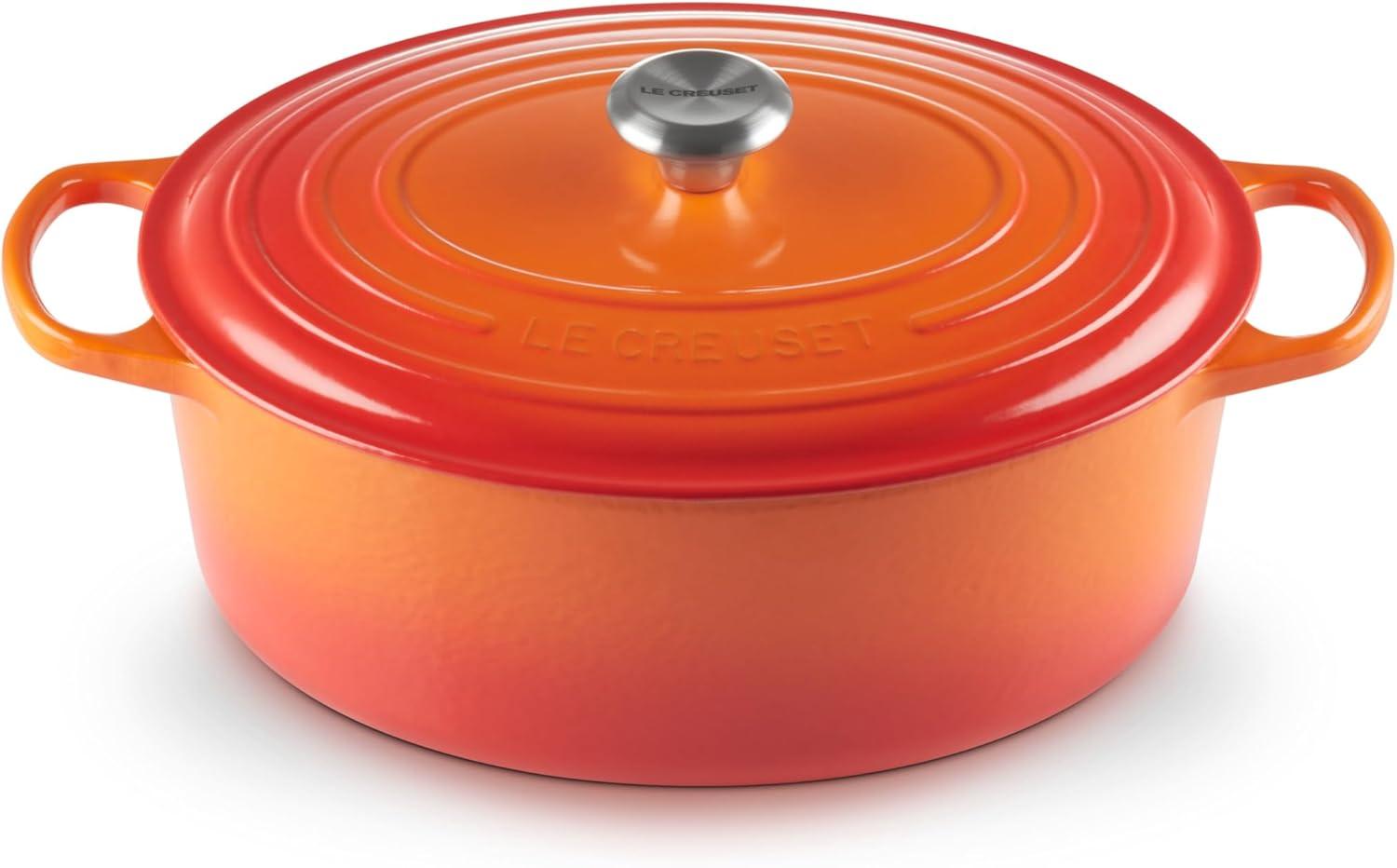 imageLe Creuset Enameled Cast Iron Signature Oval Dutch Oven 95 qt CeriseFlame