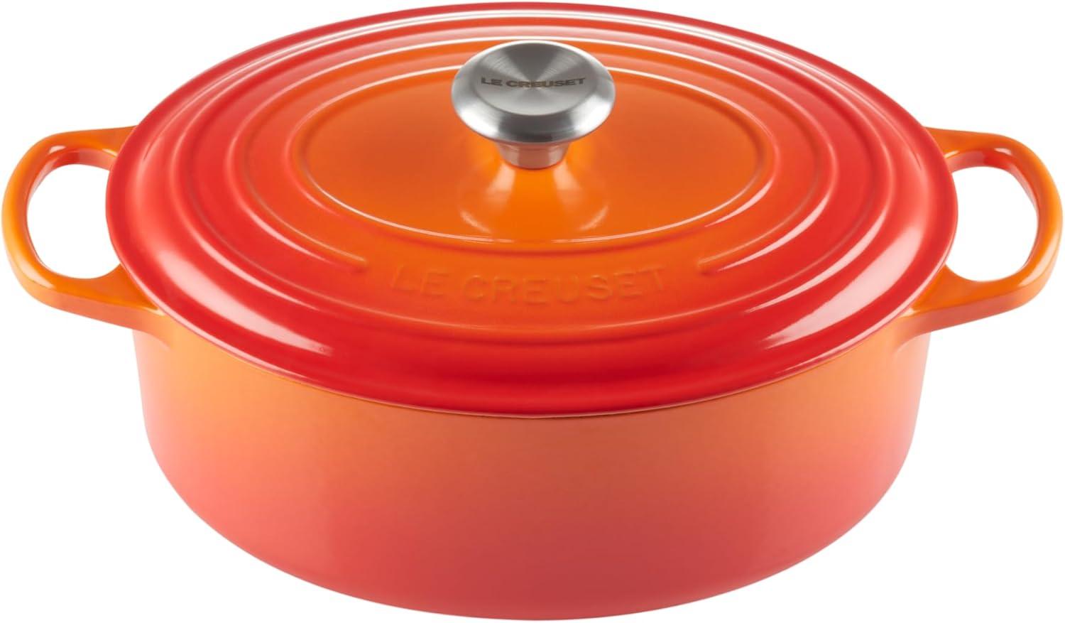 imageLe Creuset Enameled Cast Iron Signature Oval Dutch Oven 95 qt CeriseFlame