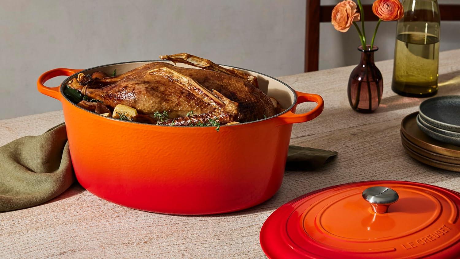 imageLe Creuset Enameled Cast Iron Signature Oval Dutch Oven 95 qt CeriseFlame