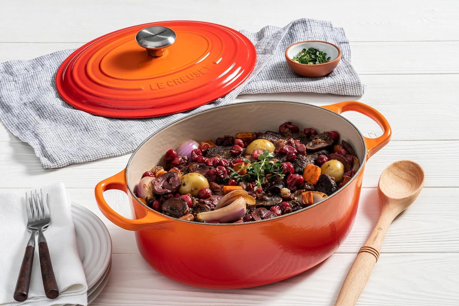 imageLe Creuset Enameled Cast Iron Signature Oval Dutch Oven 95 qt CeriseFlame