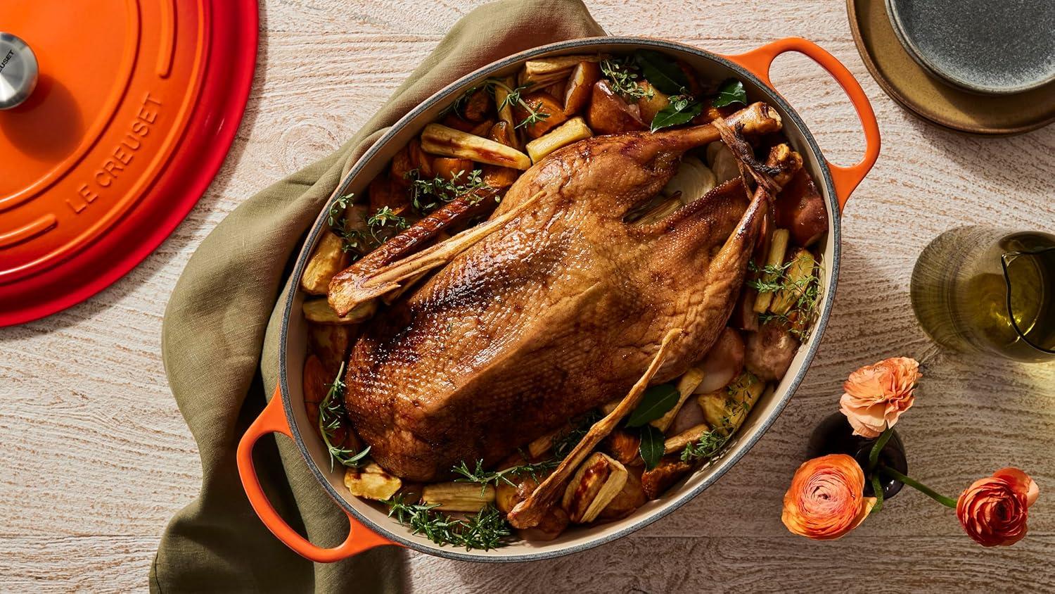 imageLe Creuset Enameled Cast Iron Signature Oval Dutch Oven 95 qt CeriseFlame