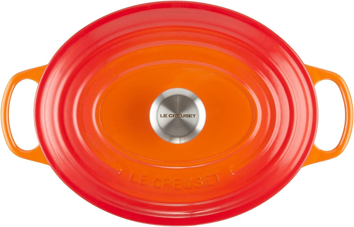 imageLe Creuset Enameled Cast Iron Signature Oval Dutch Oven 95 qt CeriseFlame