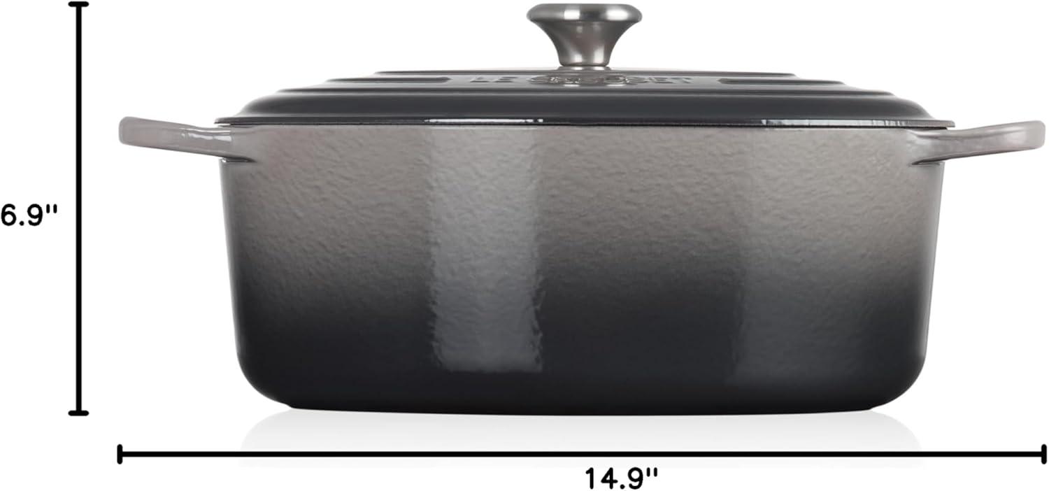 imageLe Creuset Enameled Cast Iron Signature Oval Dutch Oven 95 qt CeriseOyster