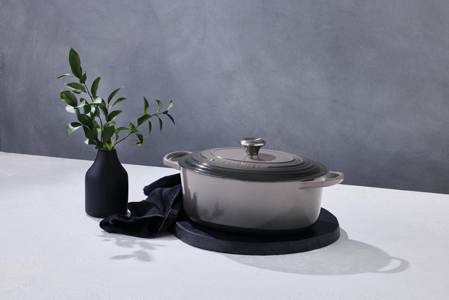 imageLe Creuset Enameled Cast Iron Signature Oval Dutch Oven 95 qt CeriseOyster