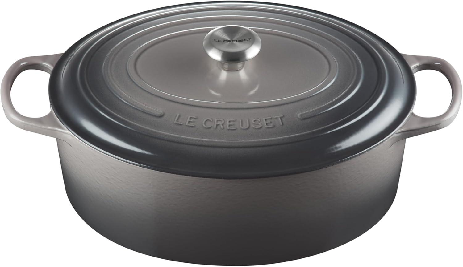 imageLe Creuset Enameled Cast Iron Signature Oval Dutch Oven 95 qt CeriseOyster