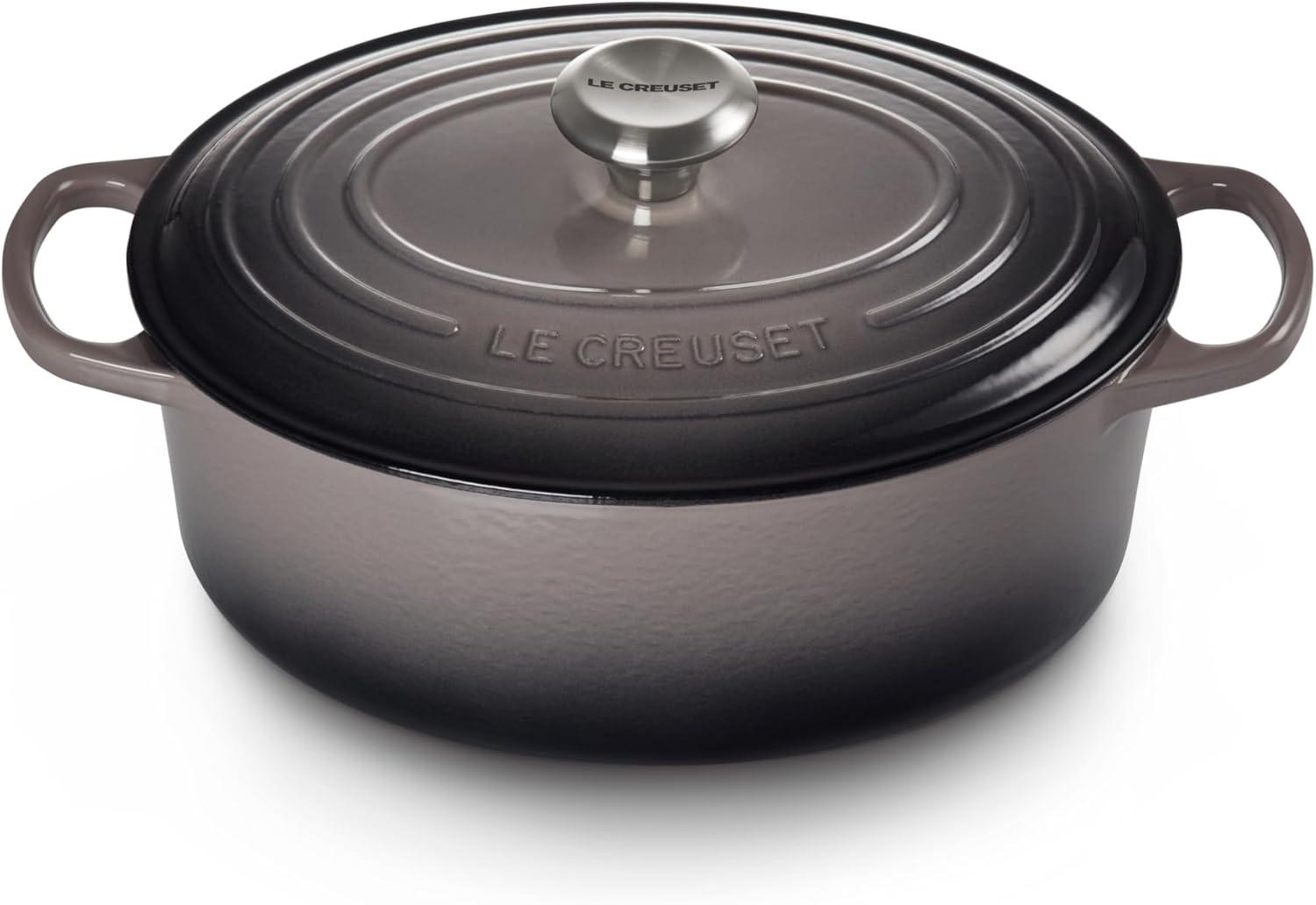 imageLe Creuset Enameled Cast Iron Signature Oval Dutch Oven 95 qt CeriseOyster