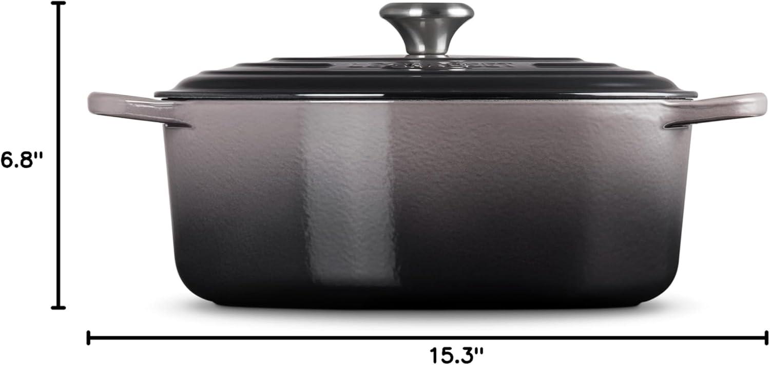 imageLe Creuset Enameled Cast Iron Signature Oval Dutch Oven 95 qt CeriseOyster