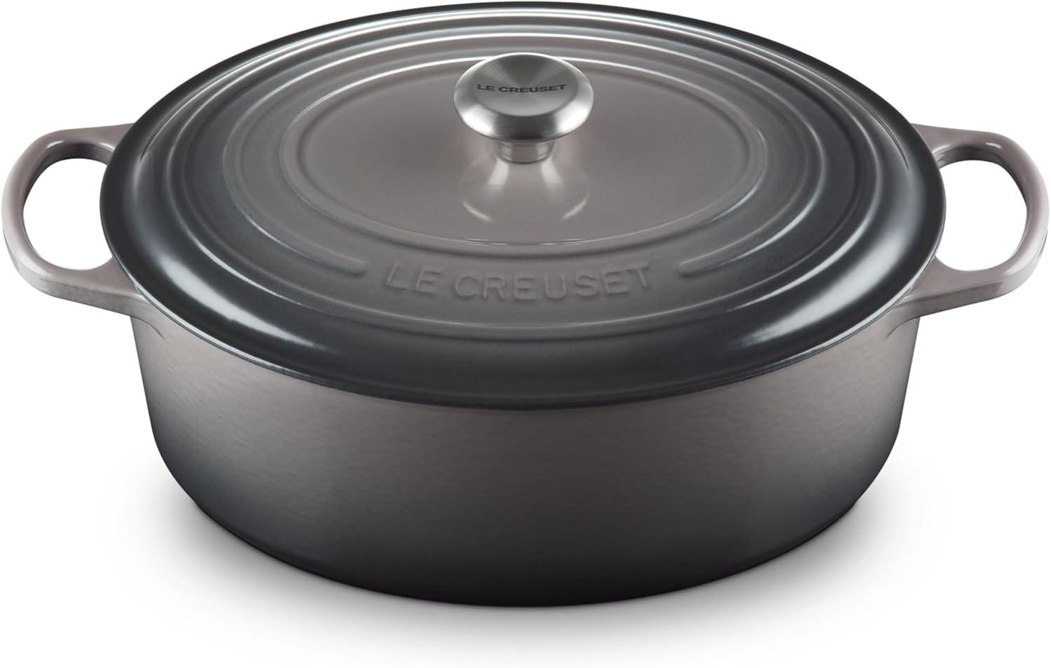 imageLe Creuset Enameled Cast Iron Signature Oval Dutch Oven 95 qt CeriseOyster