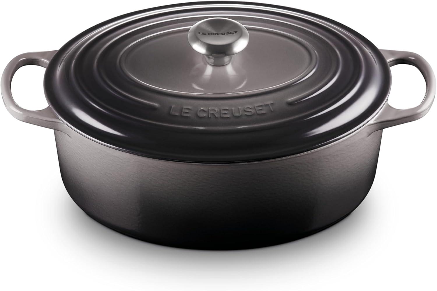 imageLe Creuset Enameled Cast Iron Signature Oval Dutch Oven 95 qt CeriseOyster