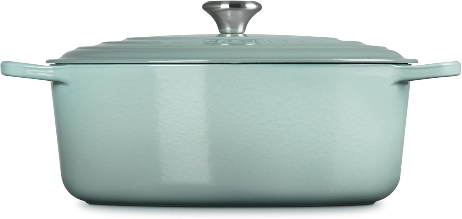 imageLe Creuset Enameled Cast Iron Signature Oval Dutch Oven 95 qt CeriseSea Salt