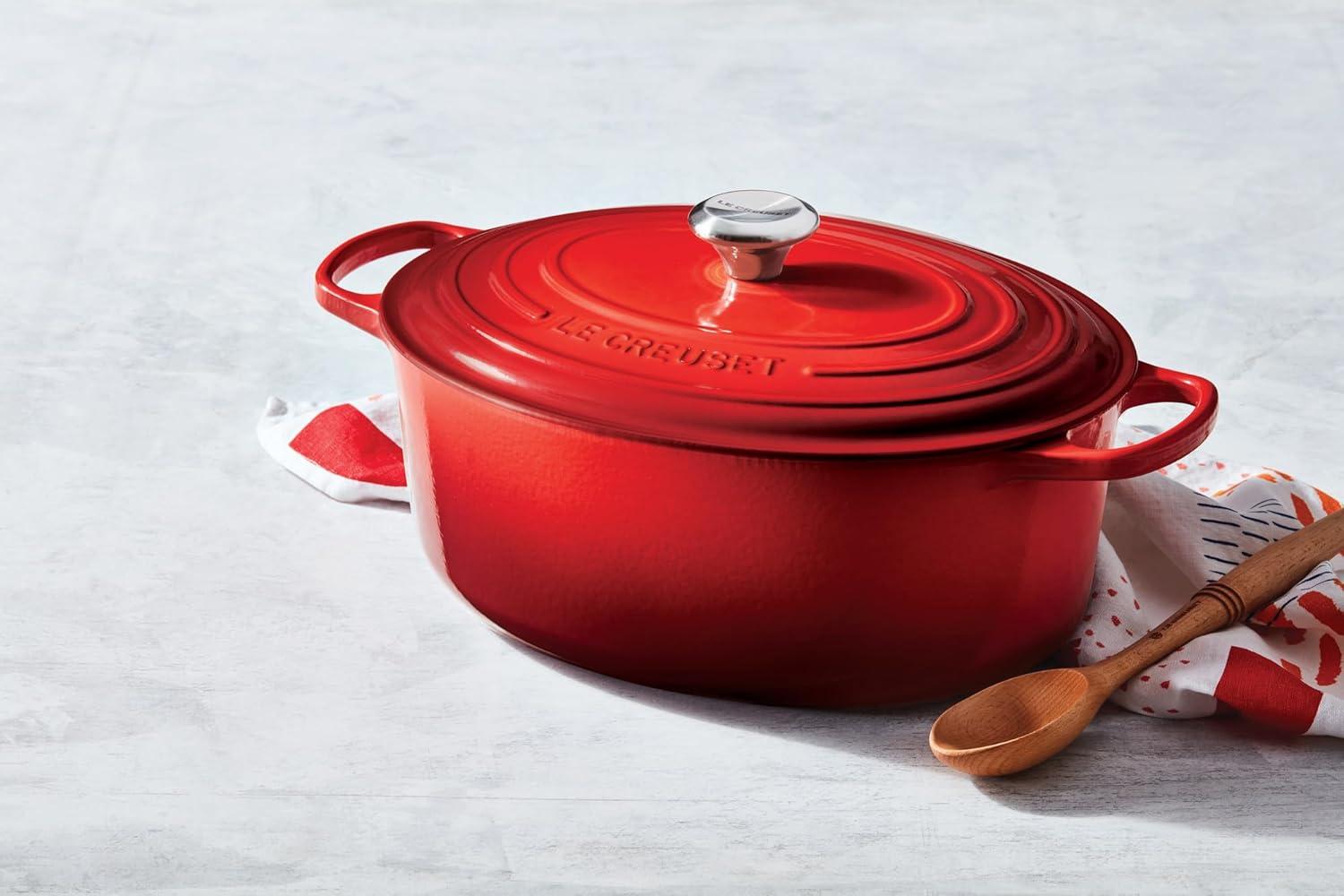 imageLe Creuset Enameled Cast Iron Signature Oval Dutch Oven 95 qt CeriseSea Salt