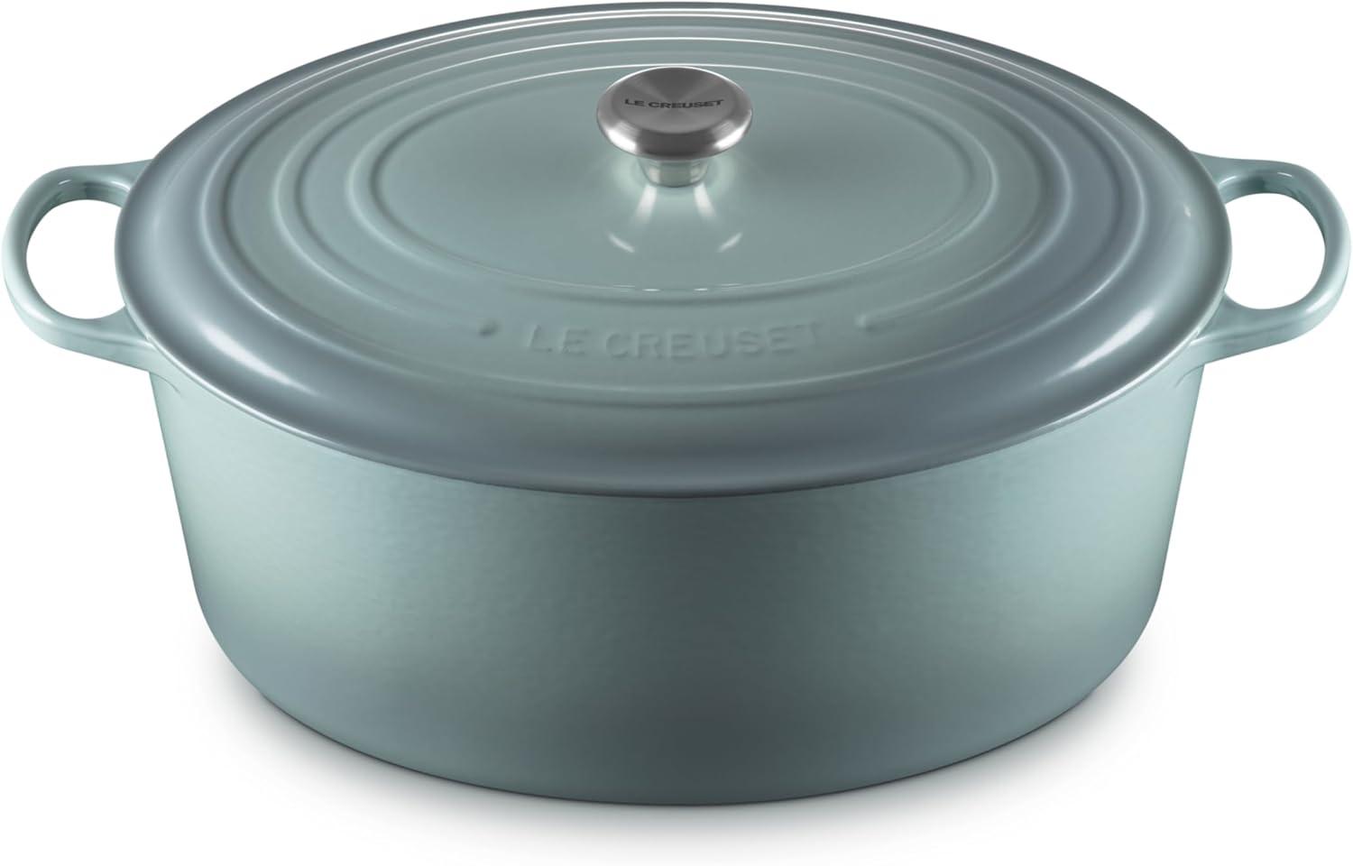 imageLe Creuset Enameled Cast Iron Signature Oval Dutch Oven 95 qt CeriseSea Salt