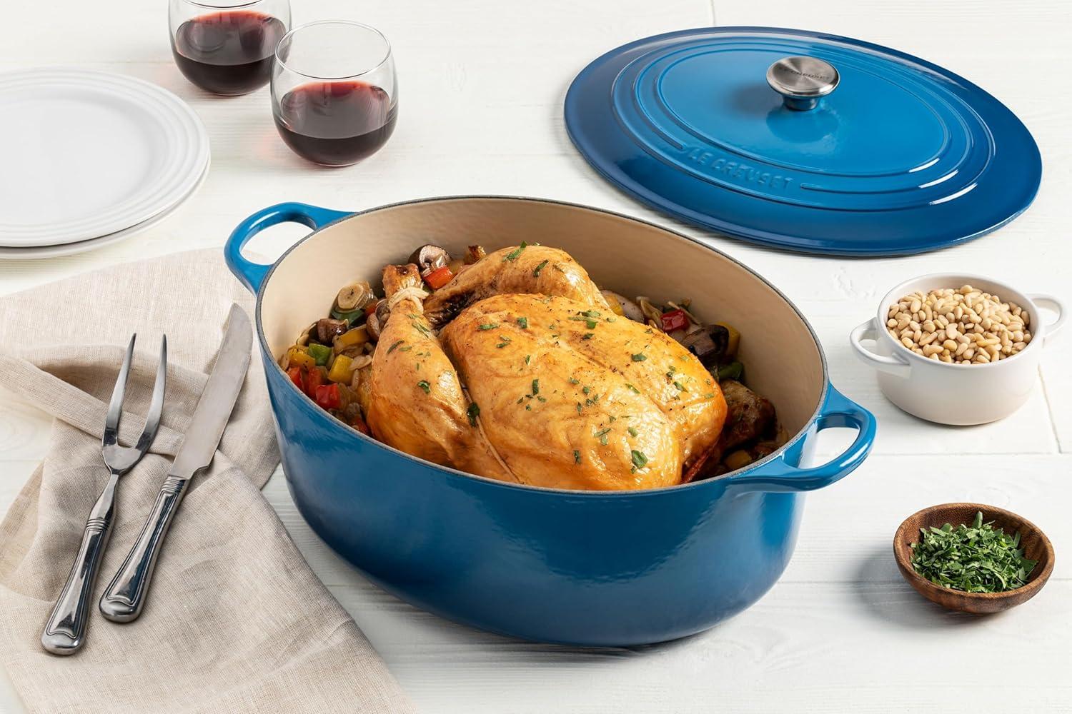 imageLe Creuset Enameled Cast Iron Signature Oval Dutch Oven 95 qt CeriseSea Salt