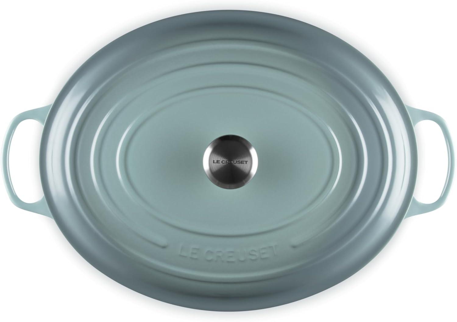 imageLe Creuset Enameled Cast Iron Signature Oval Dutch Oven 95 qt CeriseSea Salt
