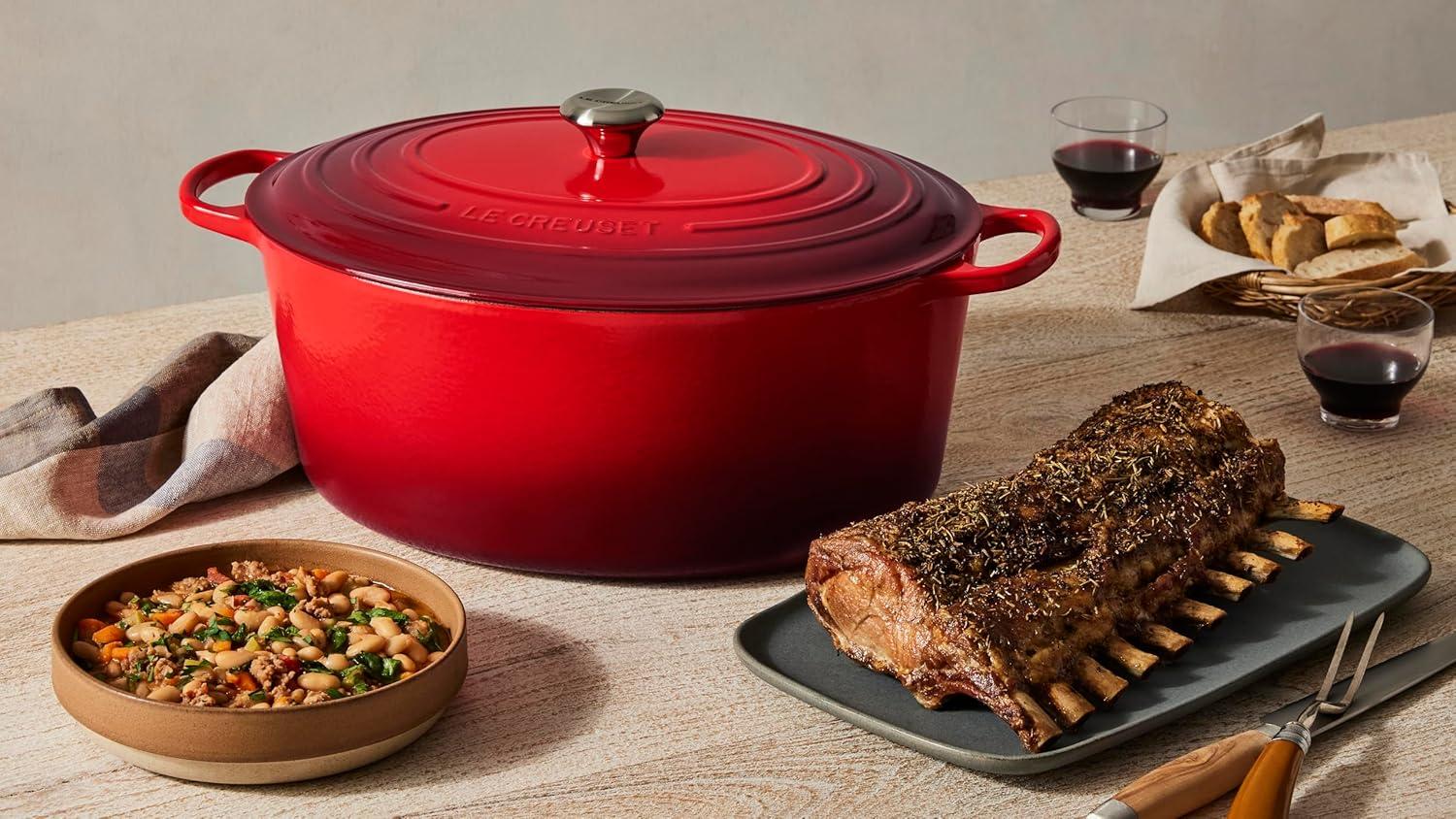 imageLe Creuset Enameled Cast Iron Signature Oval Dutch Oven 95 qt CeriseSea Salt